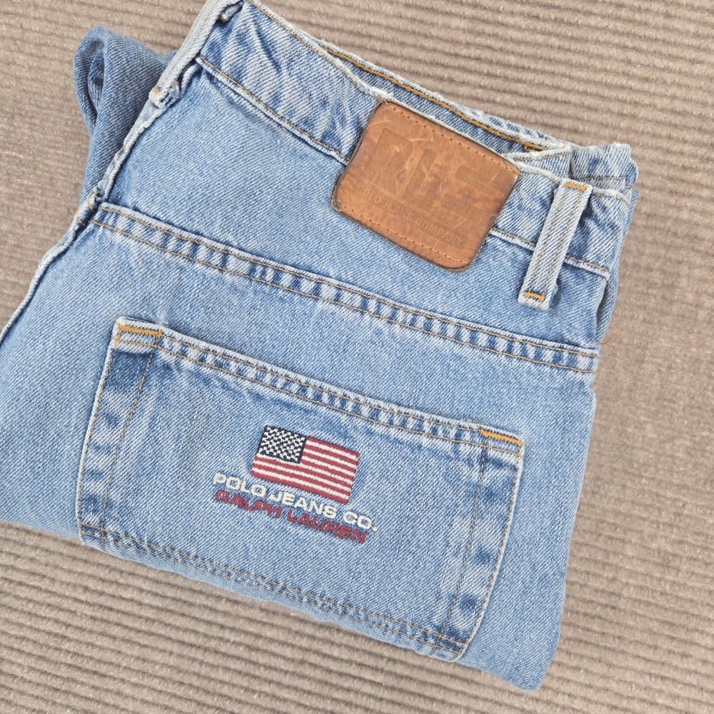 Polo Jeans Ralph Lauren Mens 32x30 Light Wash Loose Fit Denim Jeans 7206YA12848